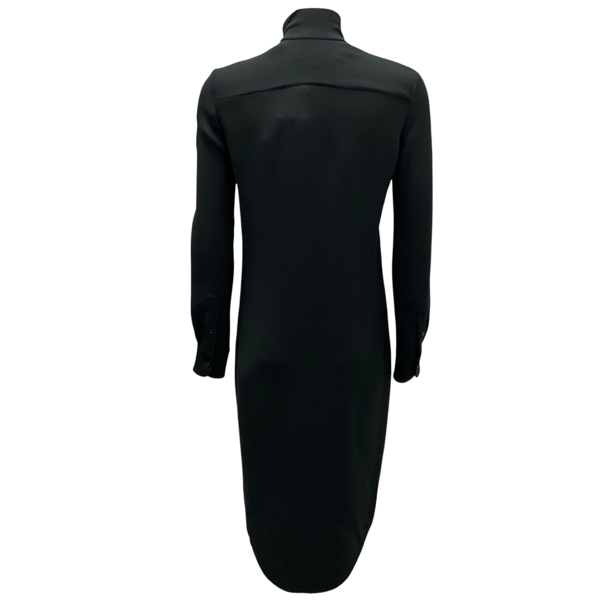 Ralph Lauren Collection Black Tie Neck Long Sleeved Silk Midi Dress