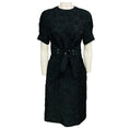 Load image into Gallery viewer, Calvin Klein 205W39NYC Black Short Sleeved Floral Rose Jacquard Midi Dress with Belt
