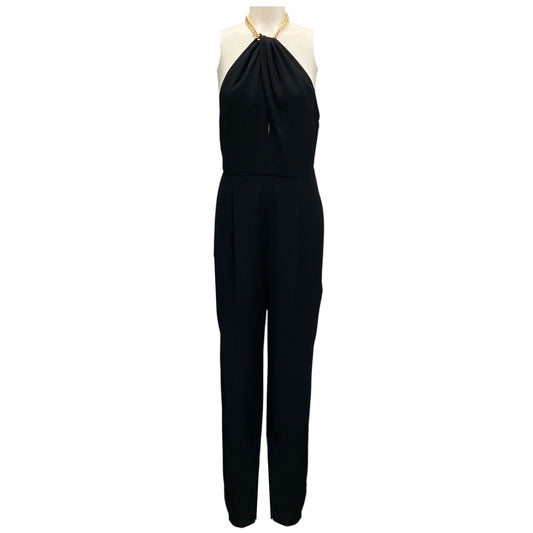 Celine Black Crepe Satin Jumpsuit with Chain Collar