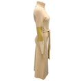 Load image into Gallery viewer, Victoria Beckham Tan / Gold Metallic Belted Wool Knit Midi Dress
