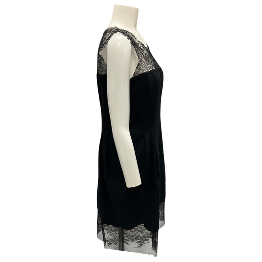 Ermanno Scervino Black Lace Trimmed Sleeveless Cashmere Knit Dress