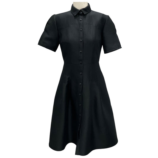 Carolina Herrera Black Structured Short Sleeved Button Down Dress