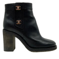 Load image into Gallery viewer, Chanel Black Leather CC Turn-Lock Ankle Boots
