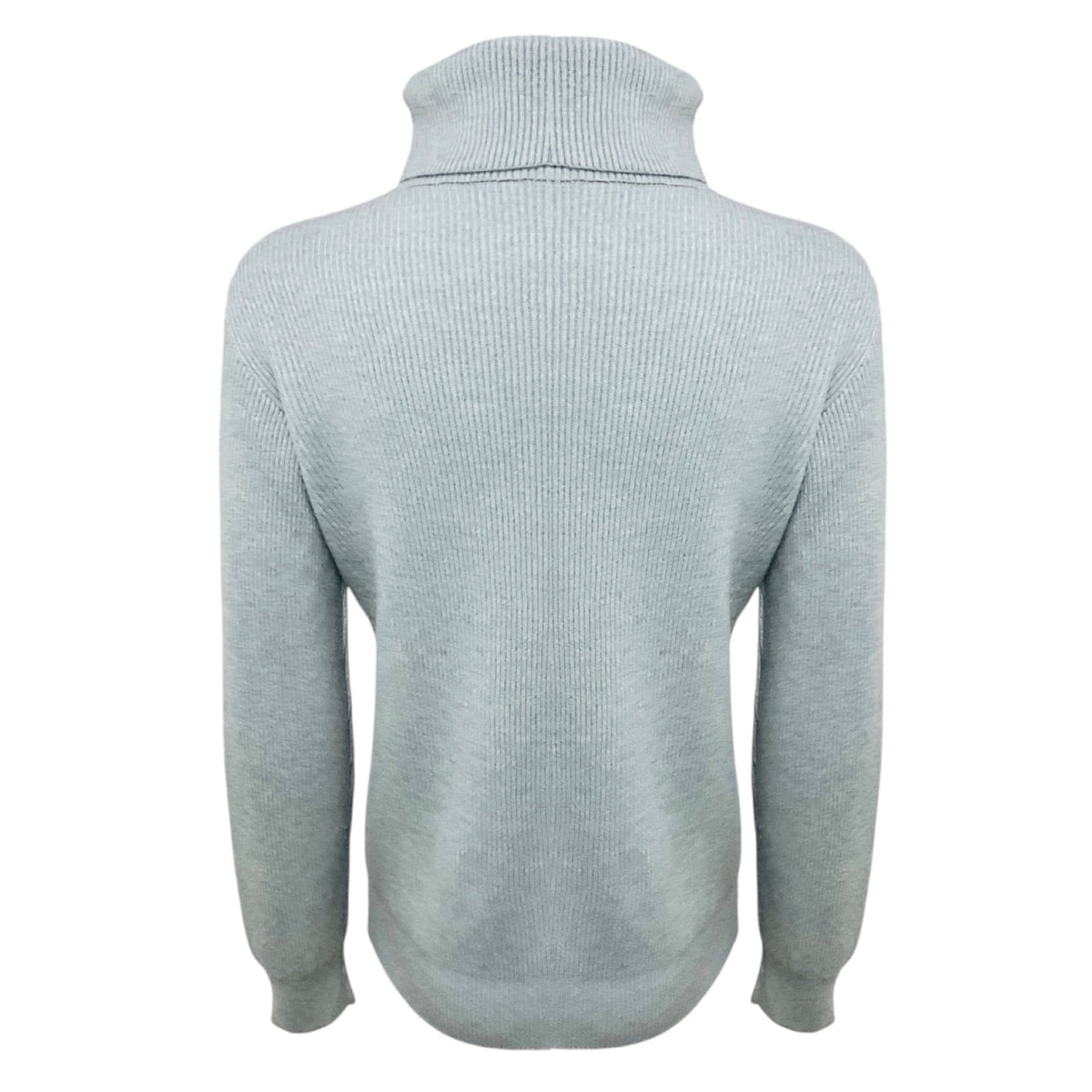 Brunello Cucinelli Light Blue Cashmere Knit Turtleneck Sweater with Monili