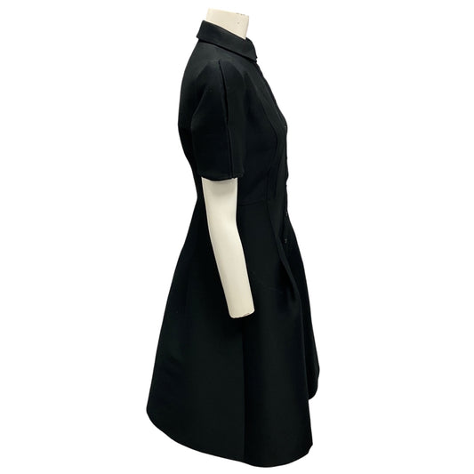 Carolina Herrera Black Structured Short Sleeved Button Down Dress