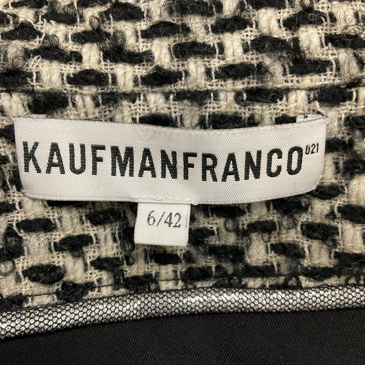 KaufmanFranco Black / White Cropped Wool and Mohair Tweed Jacket