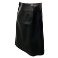 Load image into Gallery viewer, Chanel Vintage 2001 Dark Navy Blue Silk Lined Lambskin Leather Skirt with Logo Plate and Pleated Detail
