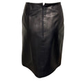 Load image into Gallery viewer, Chanel Vintage 2001 Dark Navy Blue Silk Lined Lambskin Leather Skirt with Logo Plate and Pleated Detail
