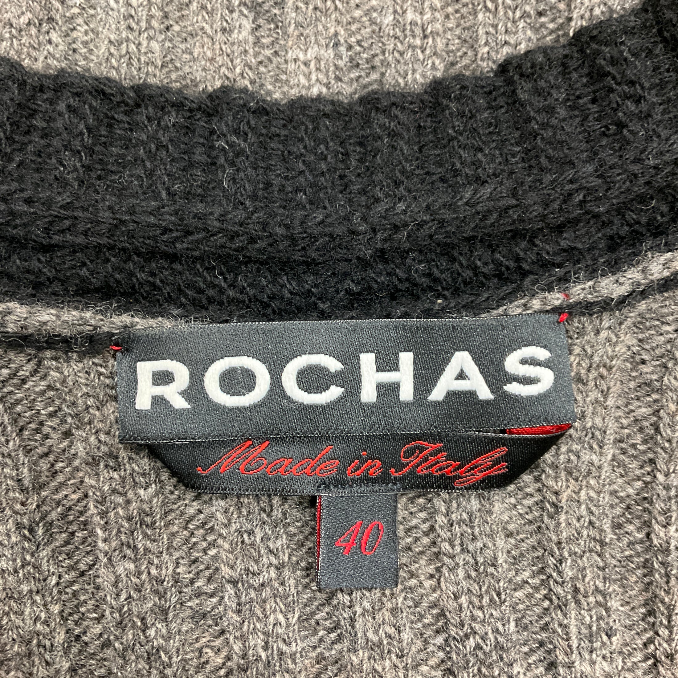 Rochas Tan / Grey / Black Wool Knit Cardigan