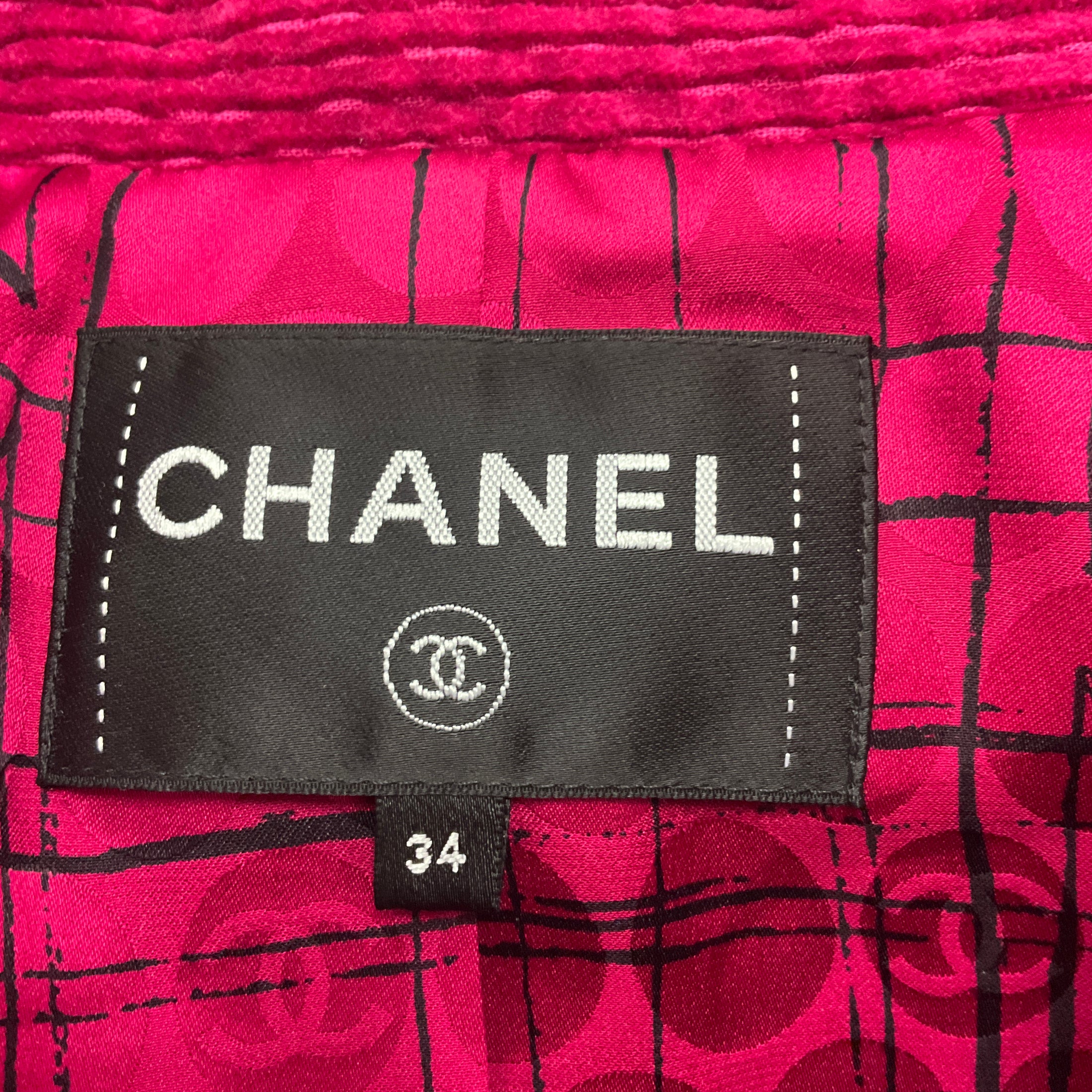 Chanel Fuchsia 2022 Chenille Corduroy Jacket