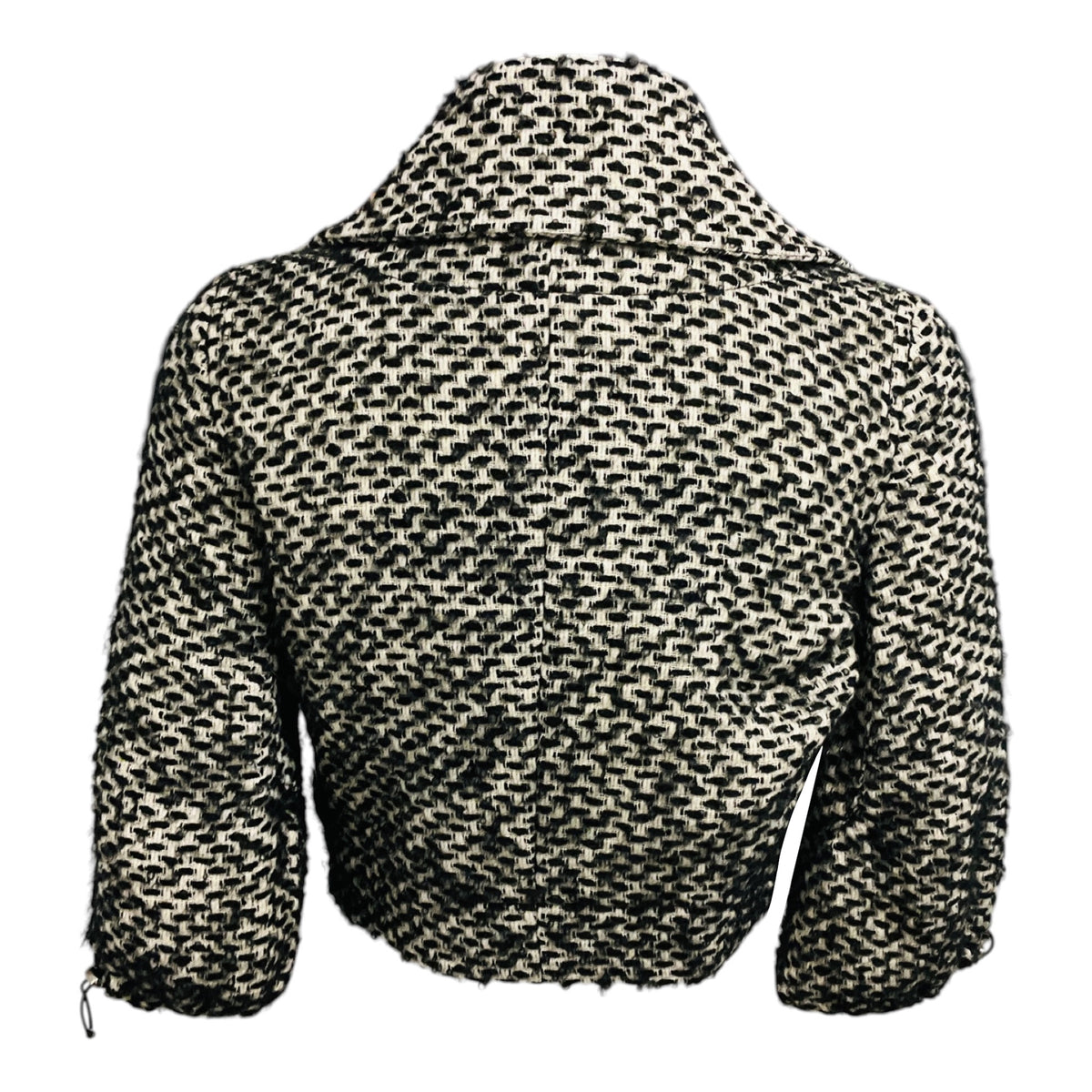 KaufmanFranco Black / White Cropped Wool and Mohair Tweed Jacket