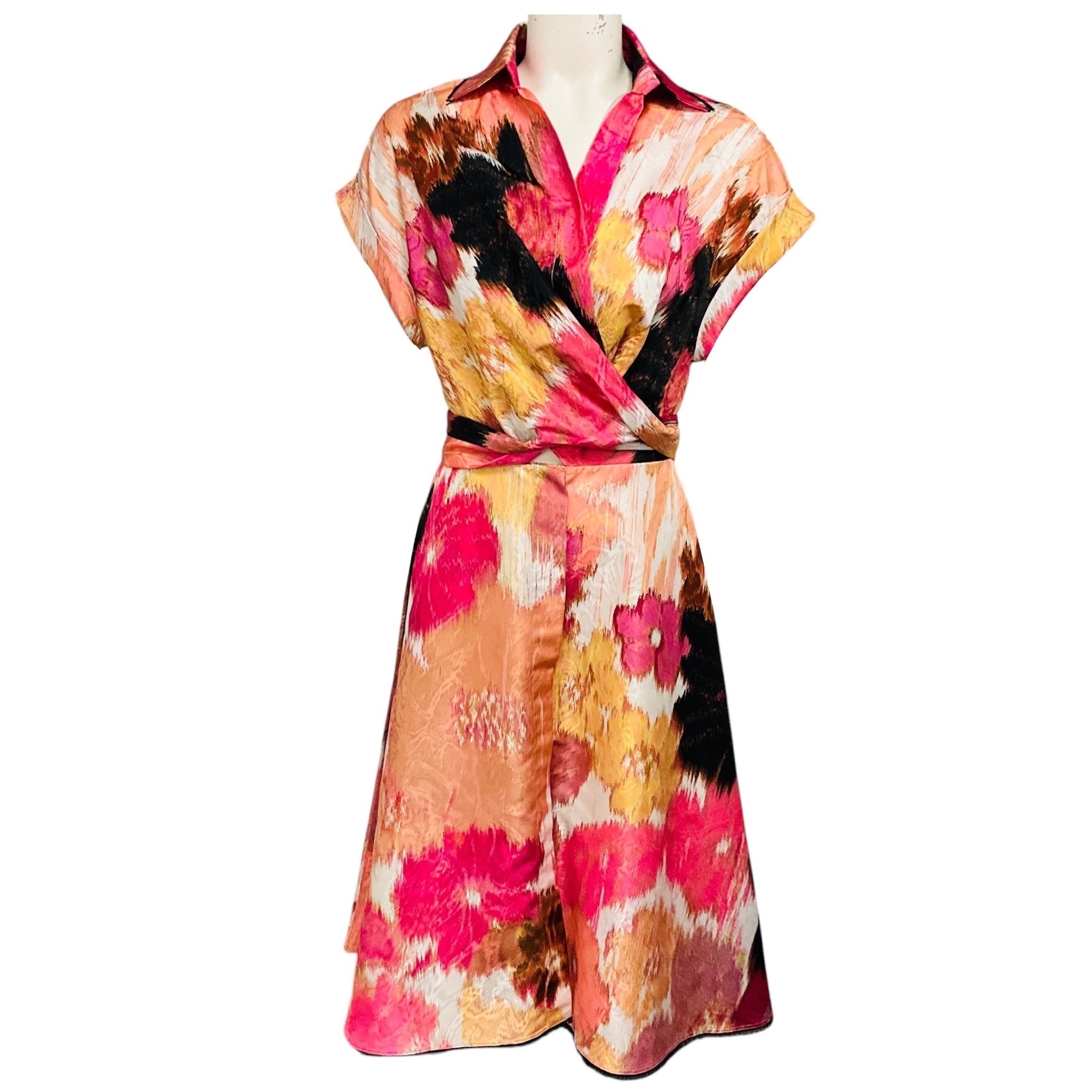 Silvia Tcherassi Orange Multi Retro Floral Paloma Dress