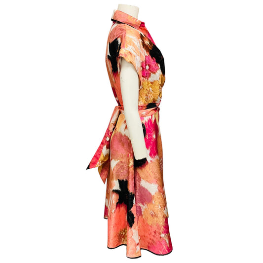 Silvia Tcherassi Orange Multi Retro Floral Paloma Dress