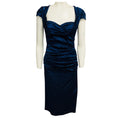 Load image into Gallery viewer, Talbot Runhof Blue Metallic Ruched Leopard Jacquard Cocktail Dress
