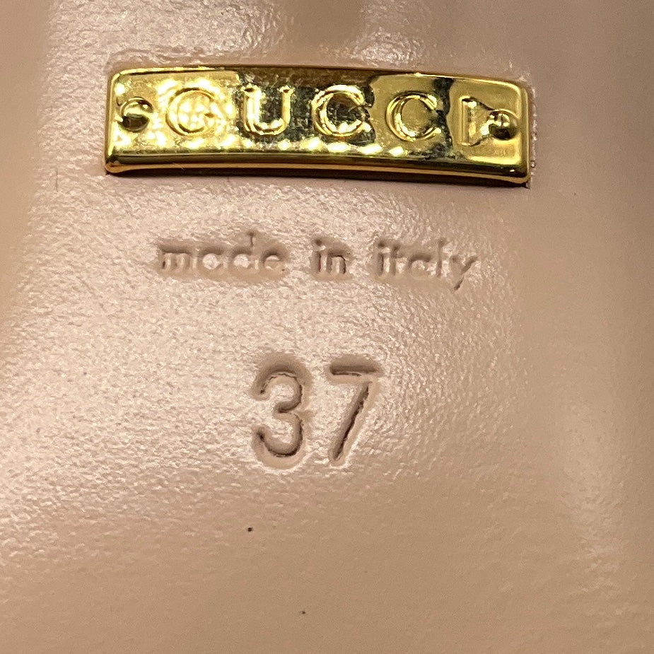 Gucci Brown / Antiqued Gold GG Logo Quilted Leather Sandals