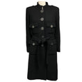 Load image into Gallery viewer, Chanel Black 2017 Black Belted Mid Length Wool Tweed Coat with CC Logo Lucite Buttons
