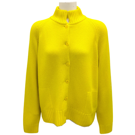 Amina Rubinacci Chartreuse Cashmere Knit Cardigan Sweater