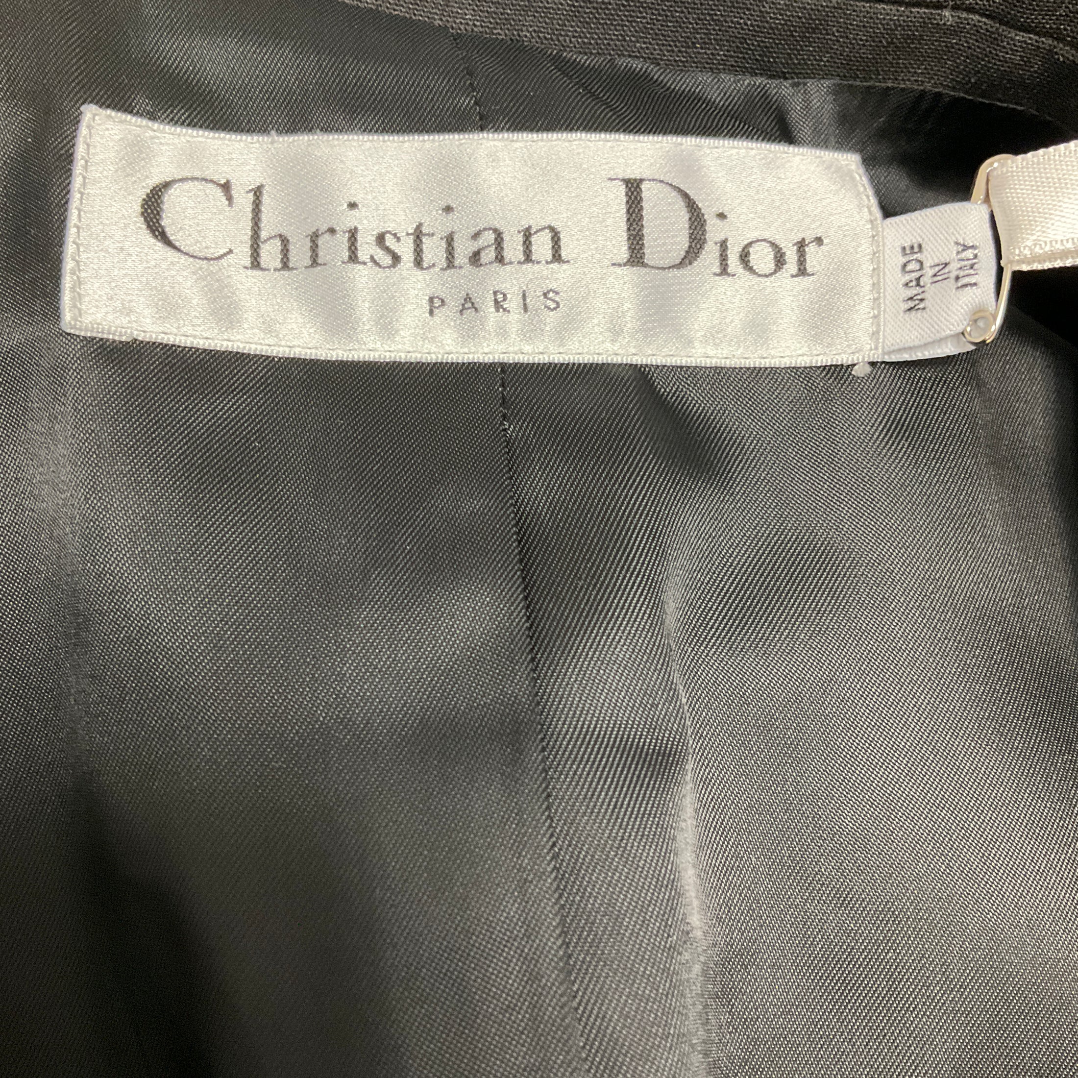 Christian Dior Black Noir One Button Wool and Mohair Manteau Coat