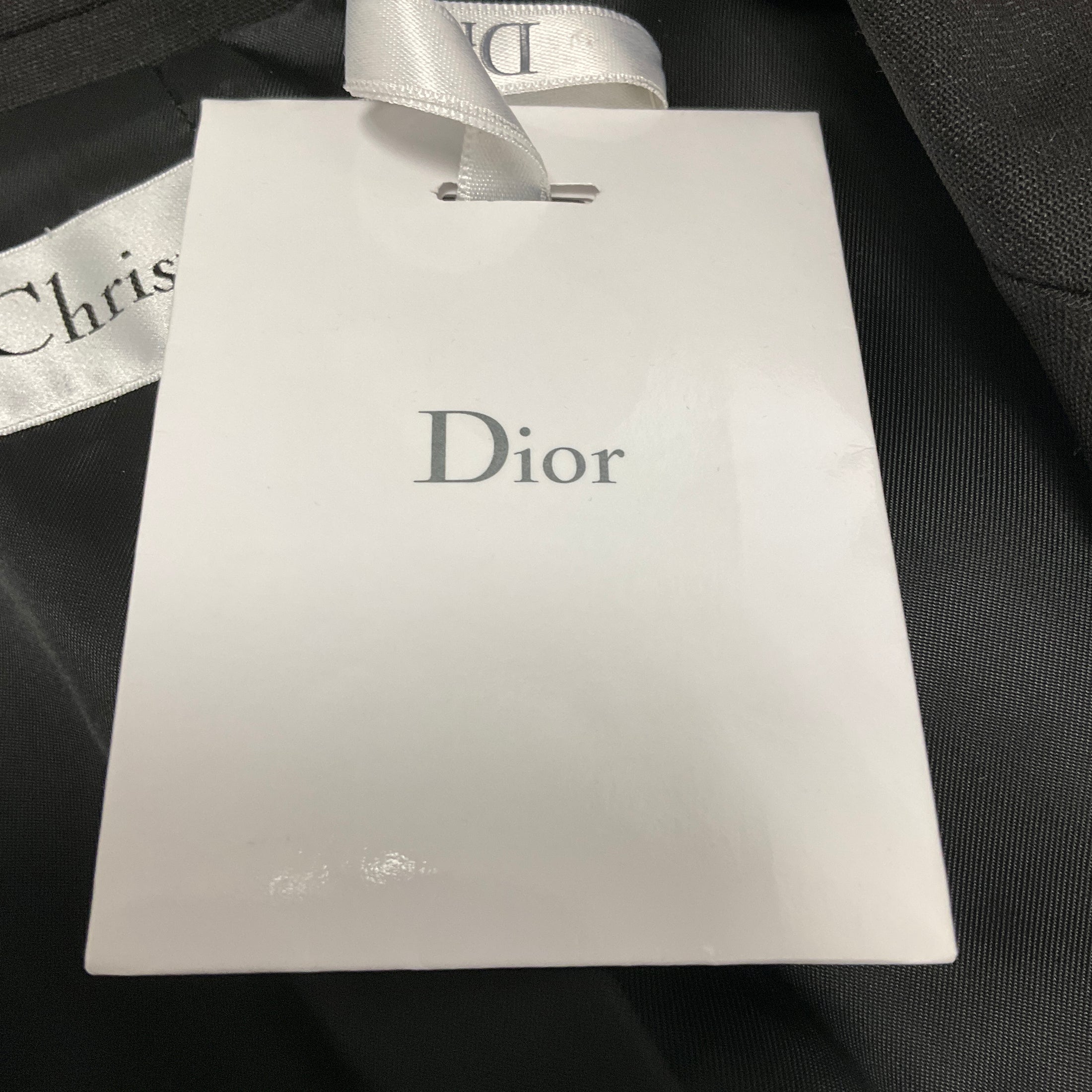Christian Dior Black Noir One Button Wool and Mohair Manteau Coat