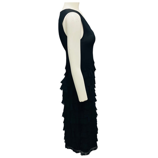 Chanel Black 2005 Sleeveless Multi Tiered Viscose Knit Midi Dress