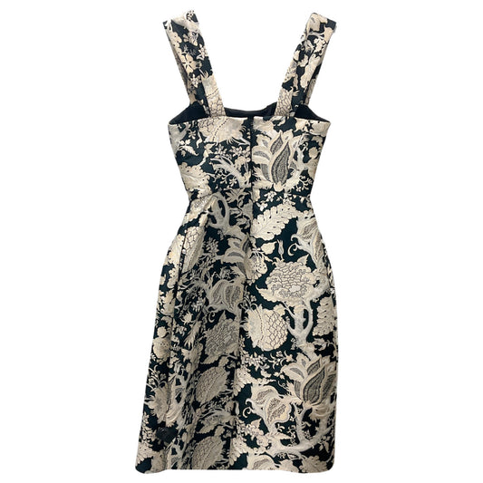 Carolina Herrera Black / Beige Sleeveless Jacquard Dress