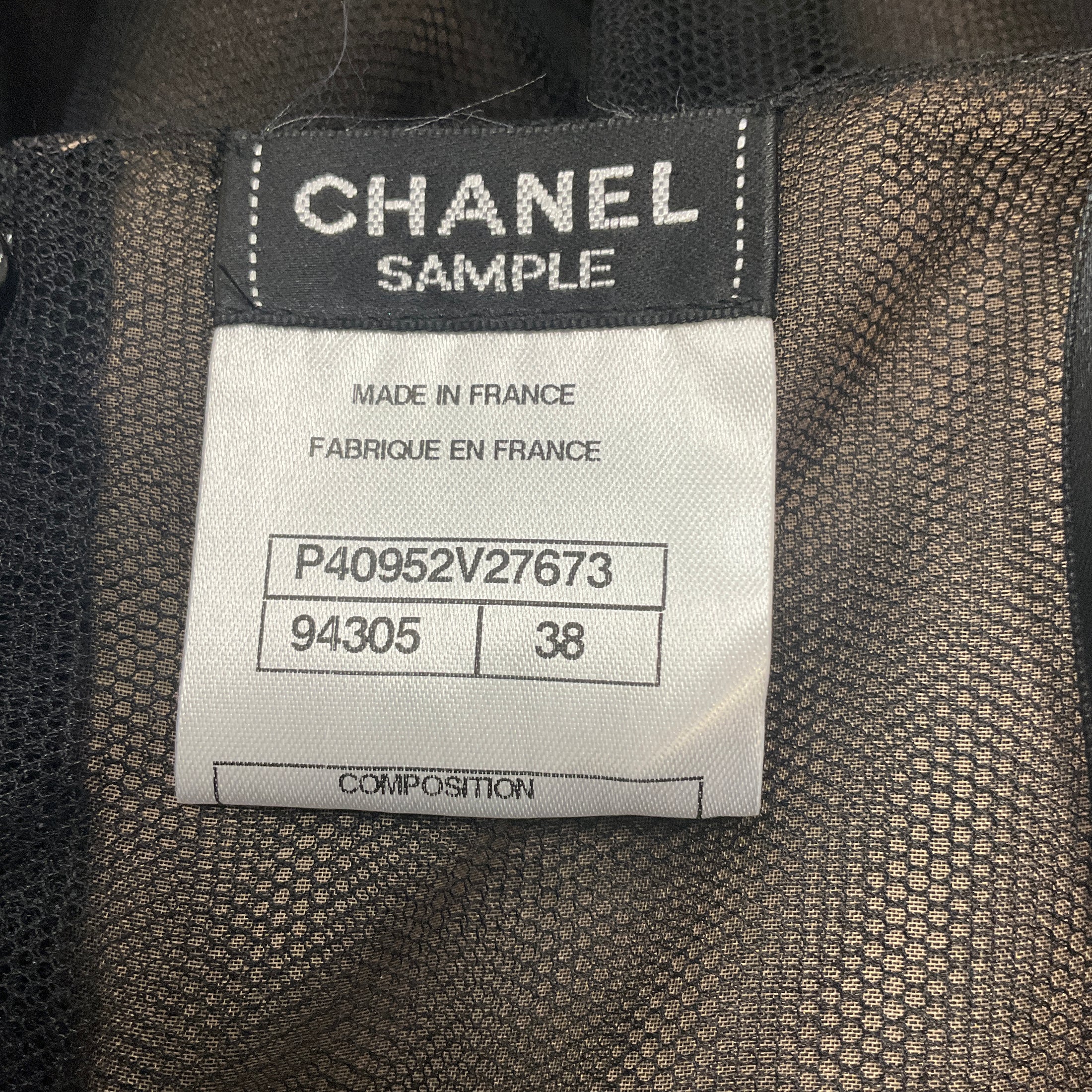 Chanel Black Bead and Feather Embellished Mesh Tulle Cocktail Dress