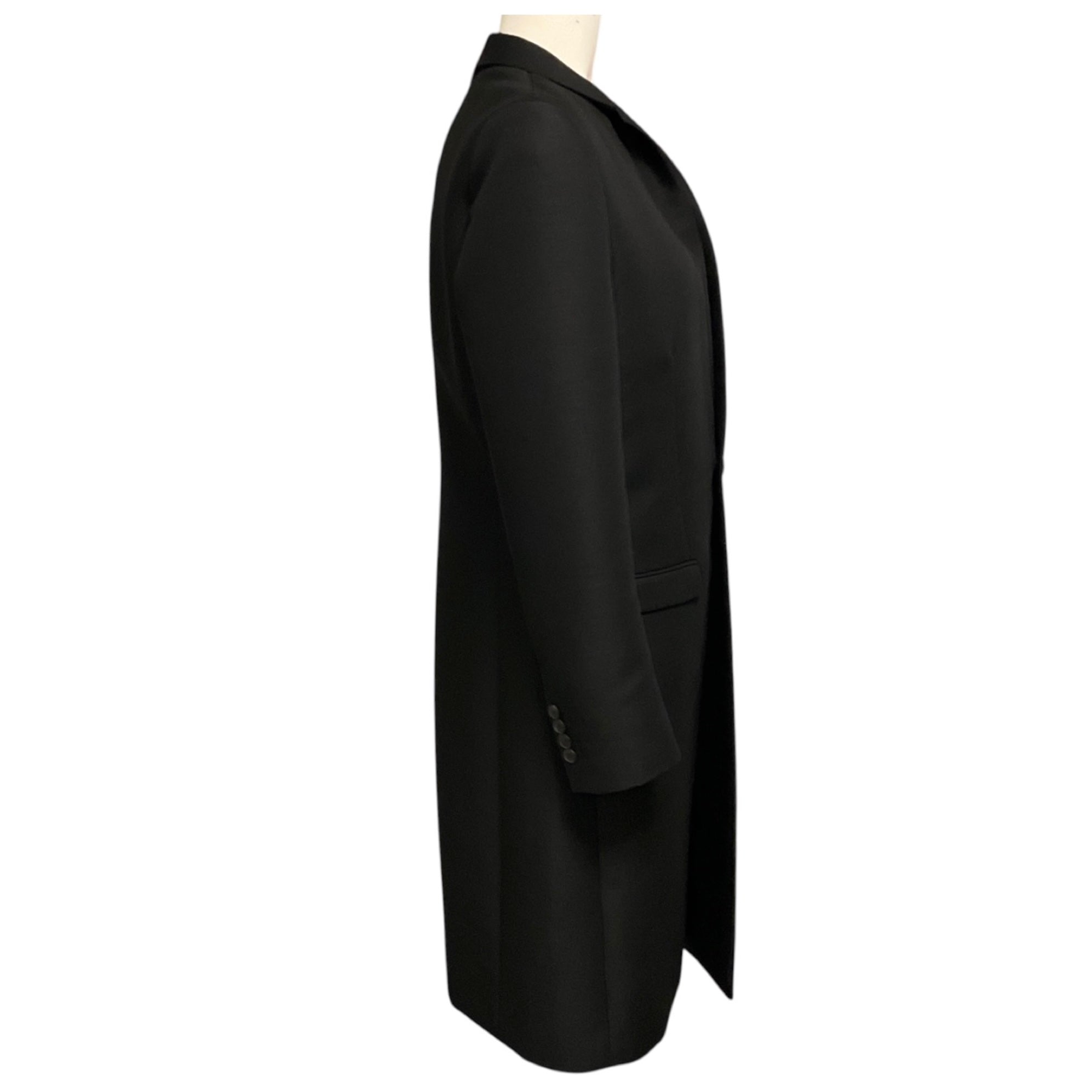 Christian Dior Black Noir One Button Wool and Mohair Manteau Coat