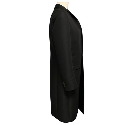 Christian Dior Black Noir One Button Wool and Mohair Manteau Coat