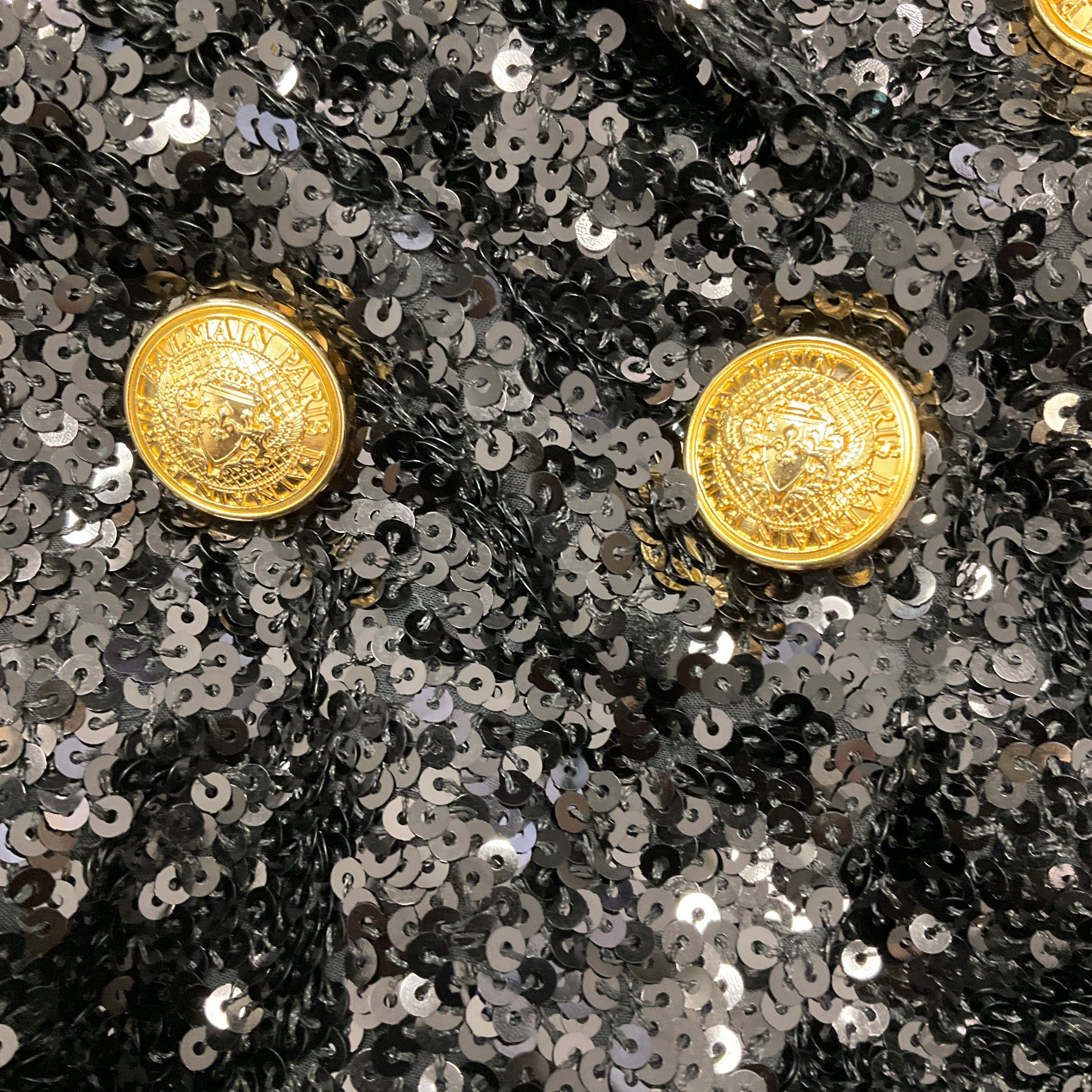 Balmain Black Sequin Double Breasted Blazer