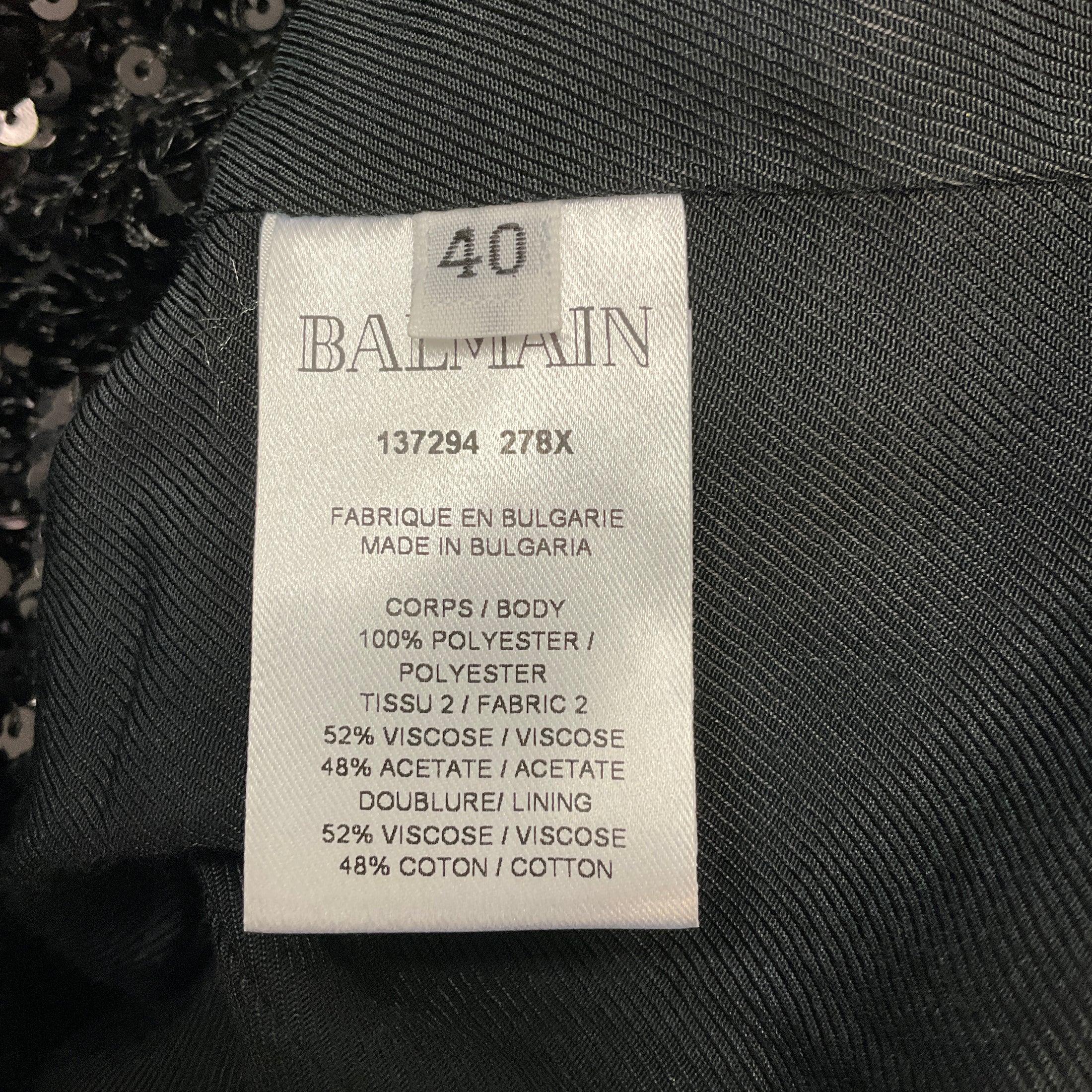 Balmain Black Sequin Double Breasted Blazer