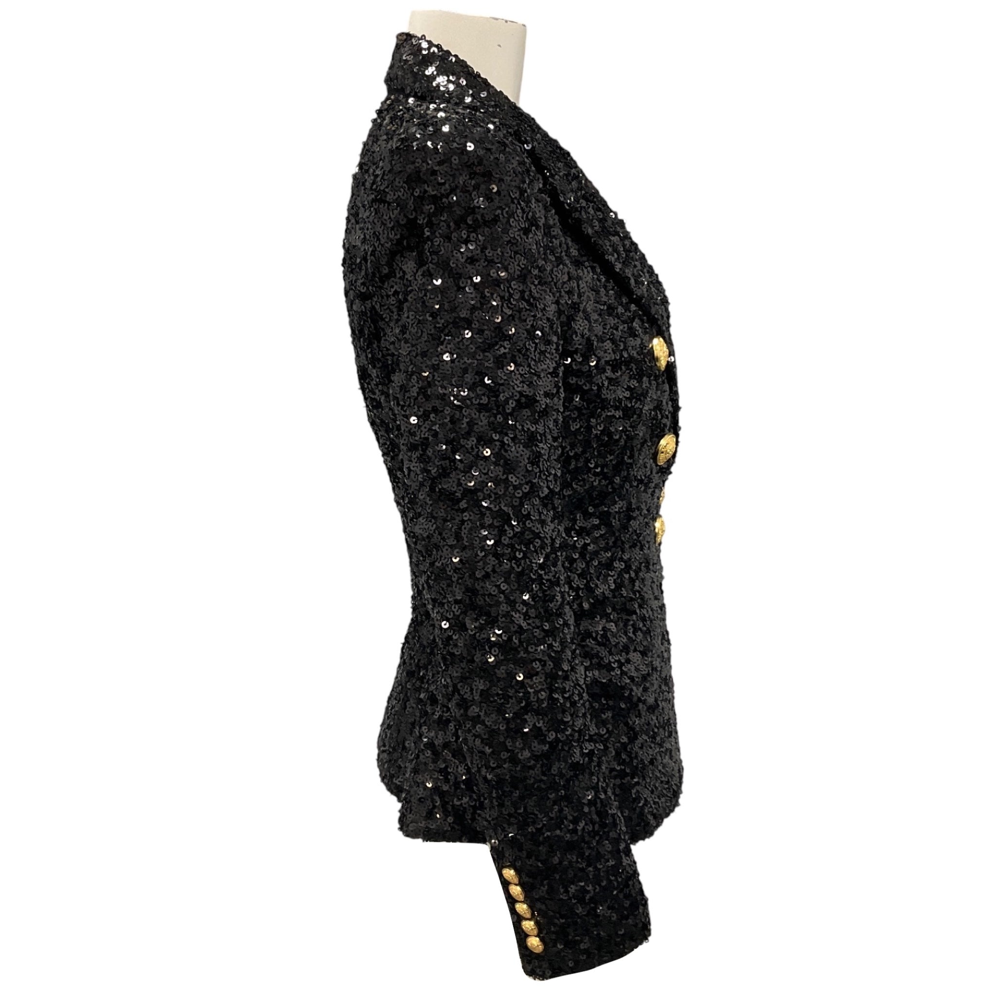 Balmain Black Sequin Double Breasted Blazer