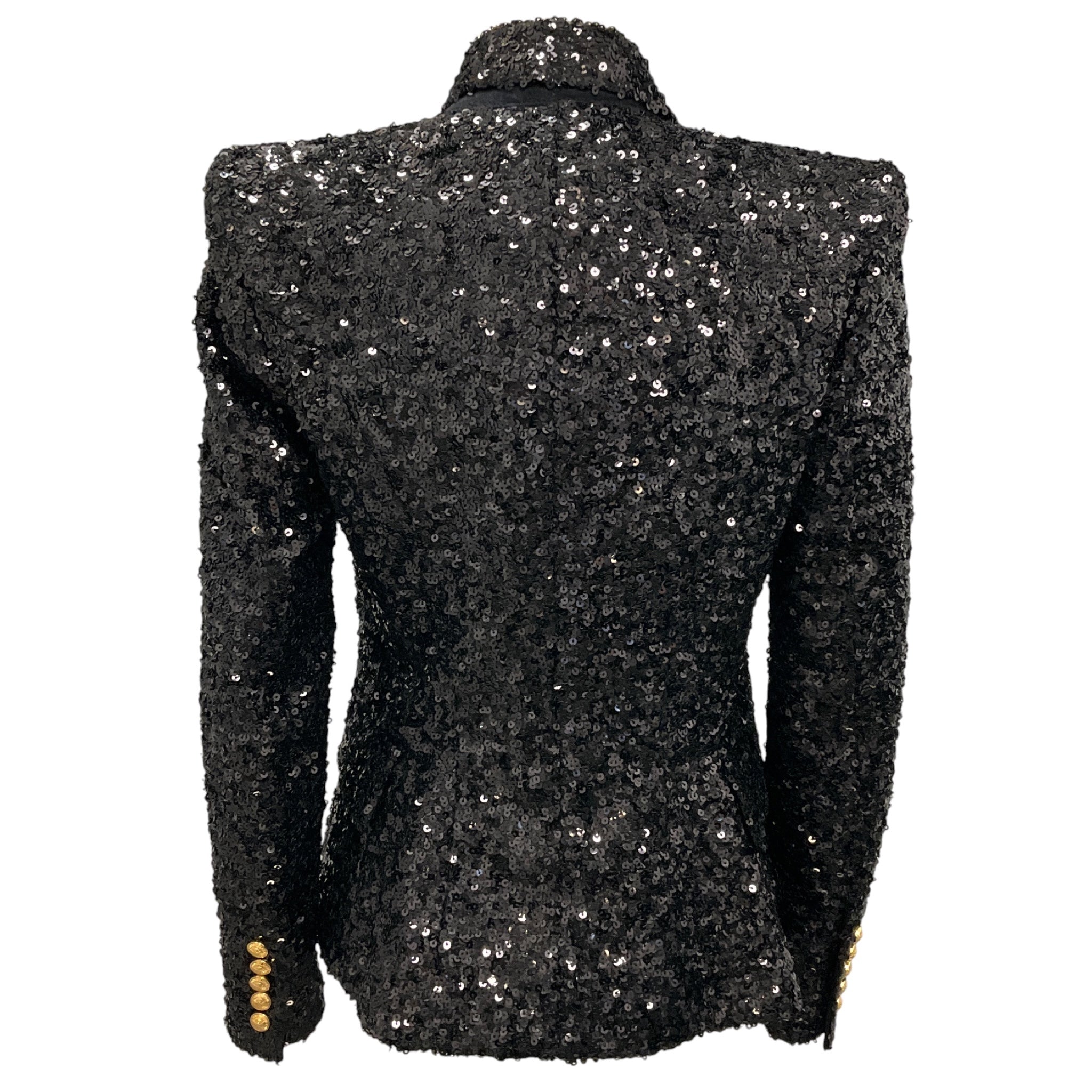 Balmain Black Sequin Double Breasted Blazer