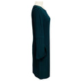 Load image into Gallery viewer, St. John Teal Green Long Sleeved Boucle Wool Knit Midi Dress with Slits
