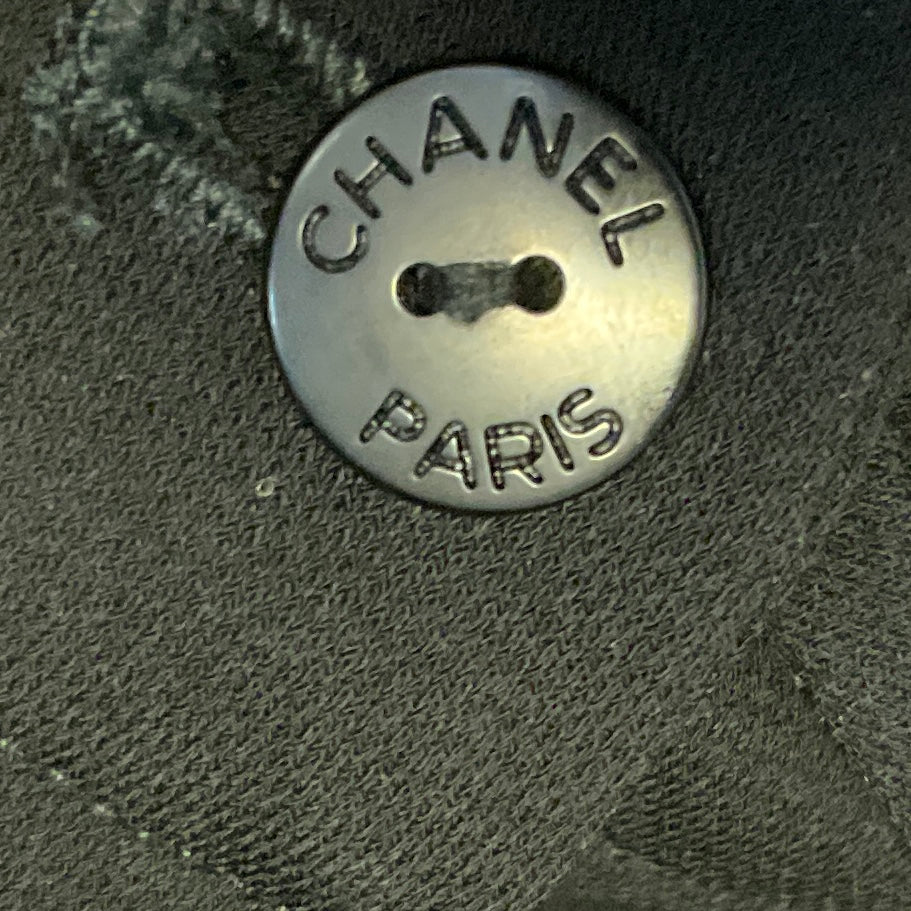 Chanel Black 2012 Classic Viscose Stretch Pants with Geometric CC Logo Buttons