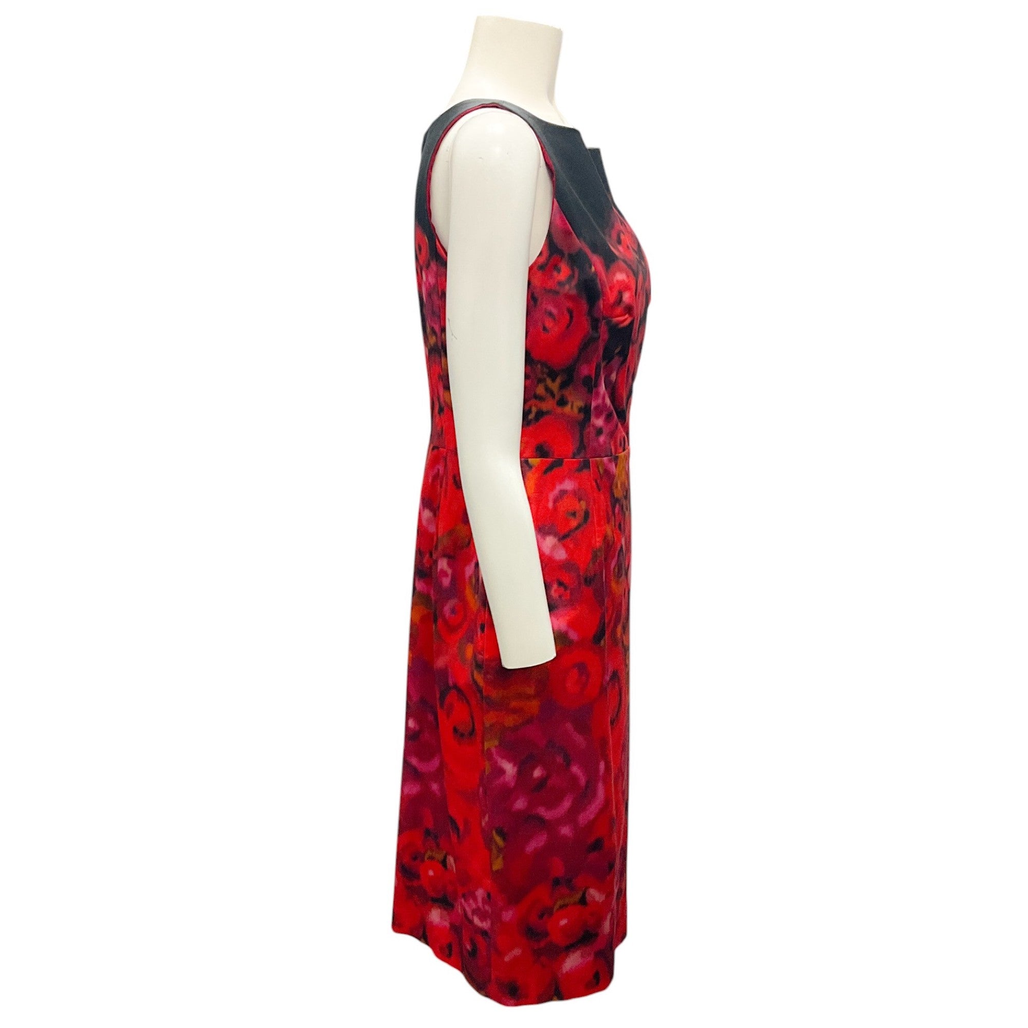 Isaac Mizrahi Red / Black Printed Sleeveless Midi Dress