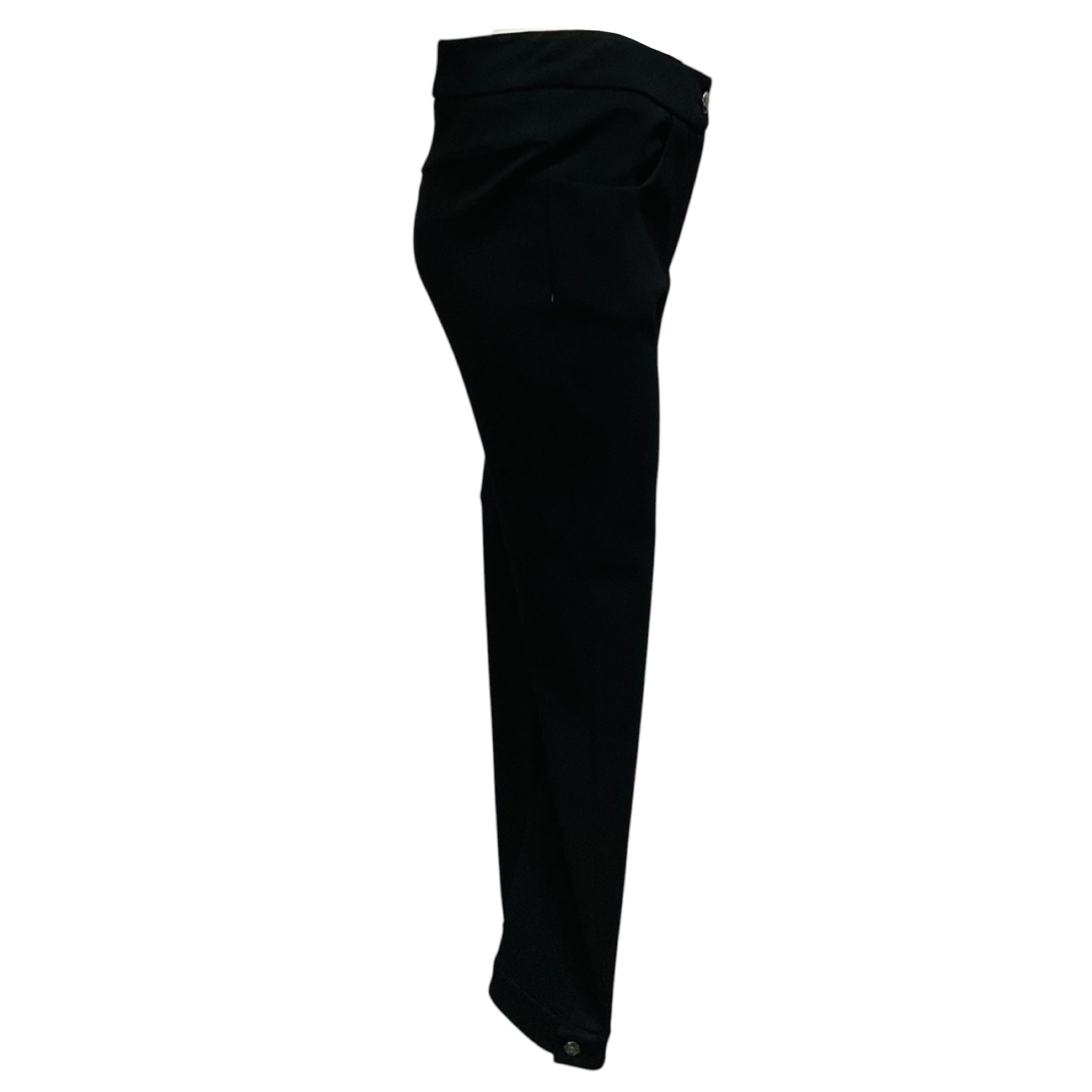 Chanel Black 2012 Classic Viscose Stretch Pants with Geometric CC Logo Buttons