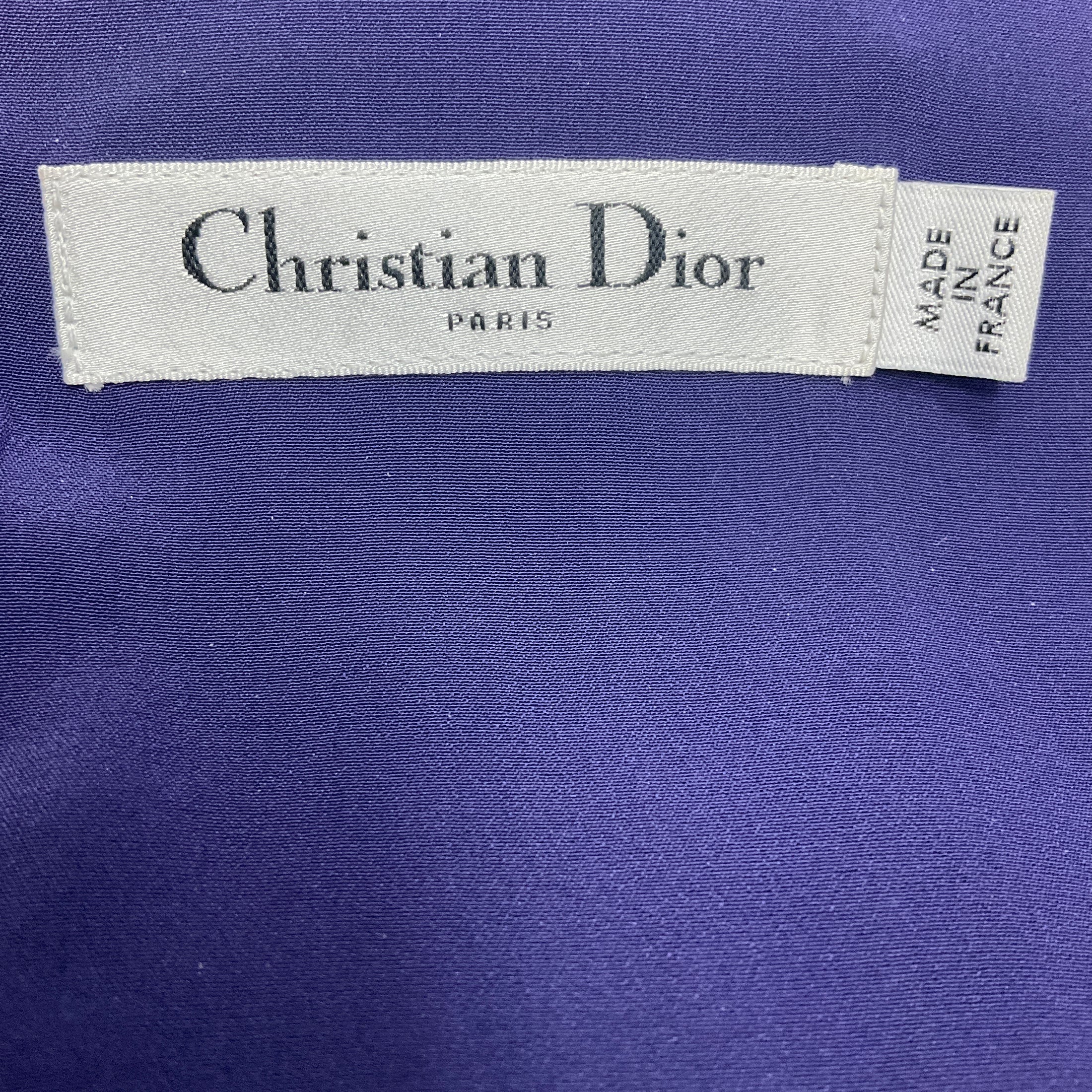 Christian Dior Purple Short Sleeved Wool Tweed Mini Dress with Belt