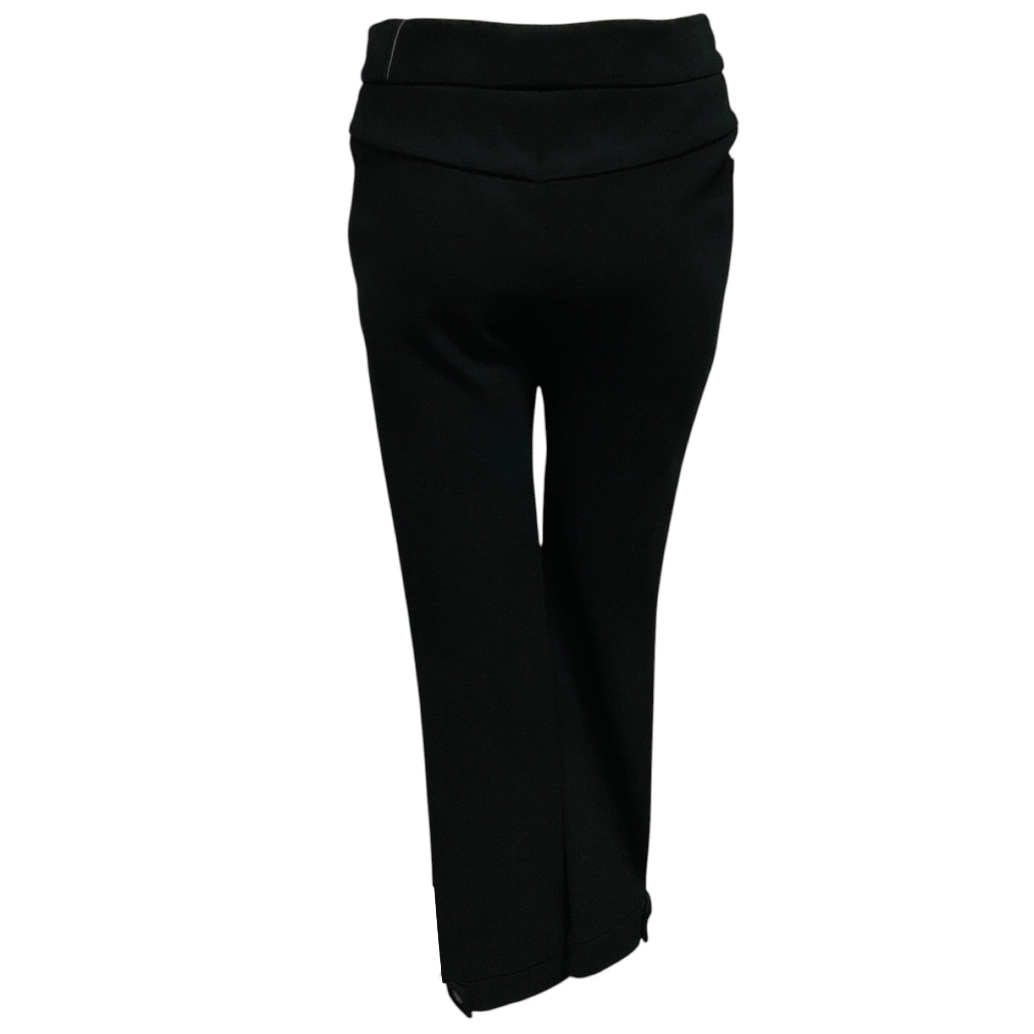 Chanel Black 2012 Classic Viscose Stretch Pants with Geometric CC Logo Buttons