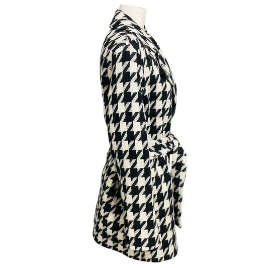 Theory Black / Ivory Belted Overlay Whistler Double Face Wool Coat