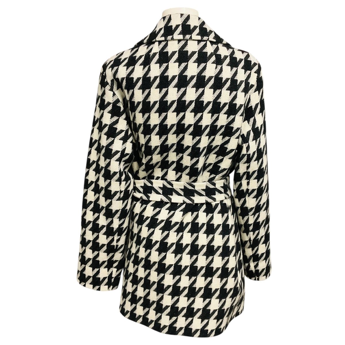 Theory Black / Ivory Belted Overlay Whistler Double Face Wool Coat