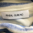 Load image into Gallery viewer, Prabal Gurung Blue / Ivory Striped Long Sleeved Wool and Cashmere Knit Turtleneck Sweater
