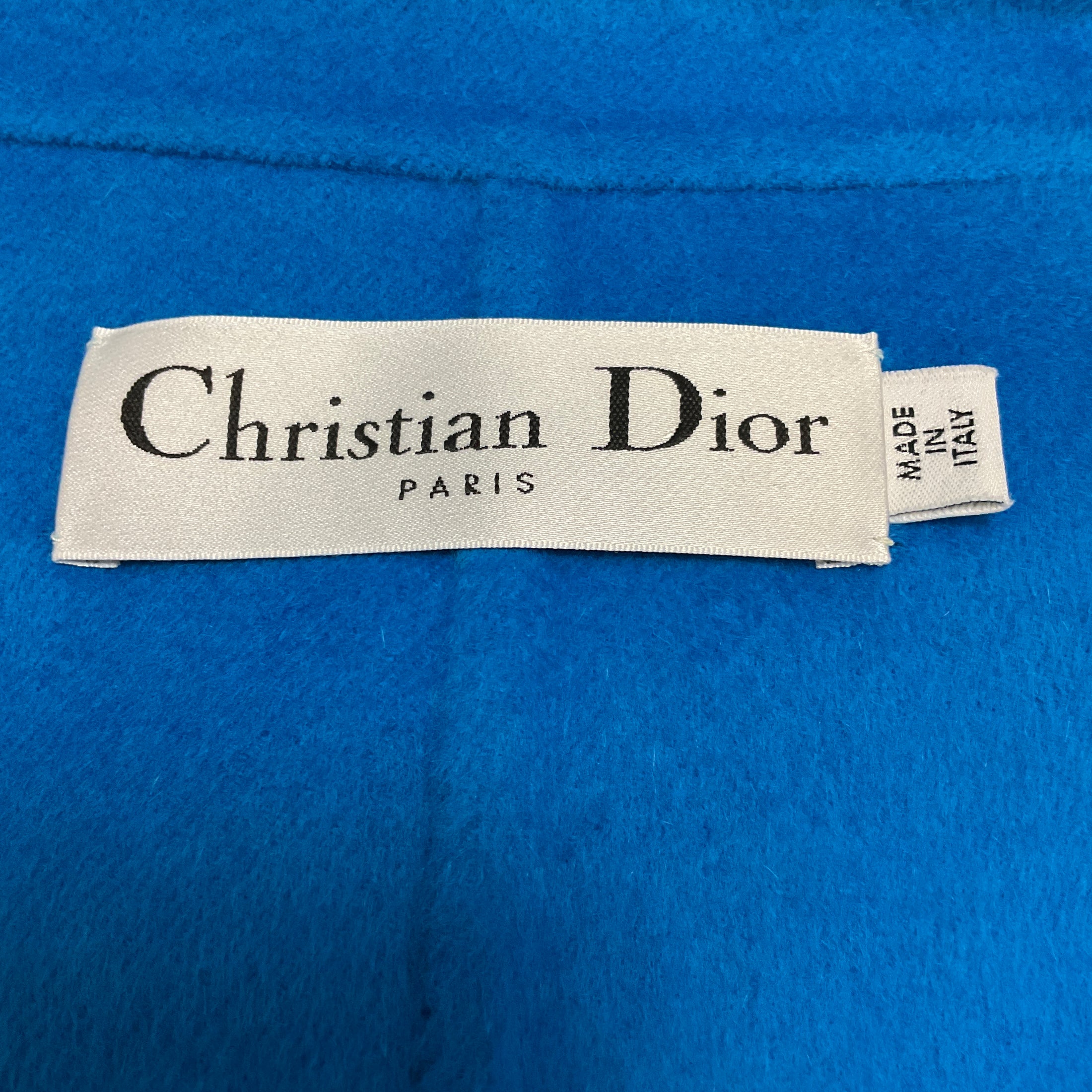 Christian Dior Blue Button Front Wool and Angora Coat