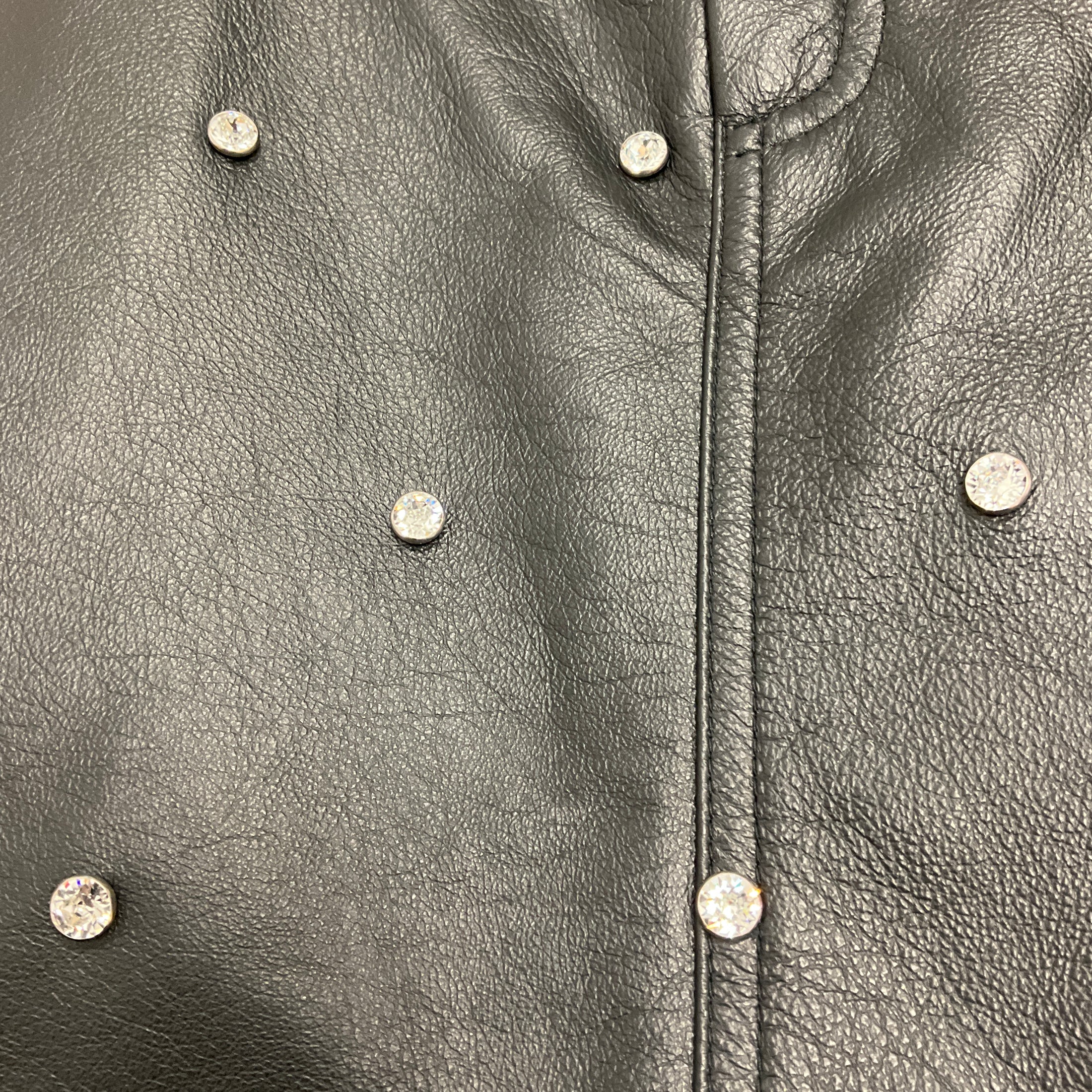 Alexandre Vauthier Black Crystal Embellished Lambskin Leather Skirt