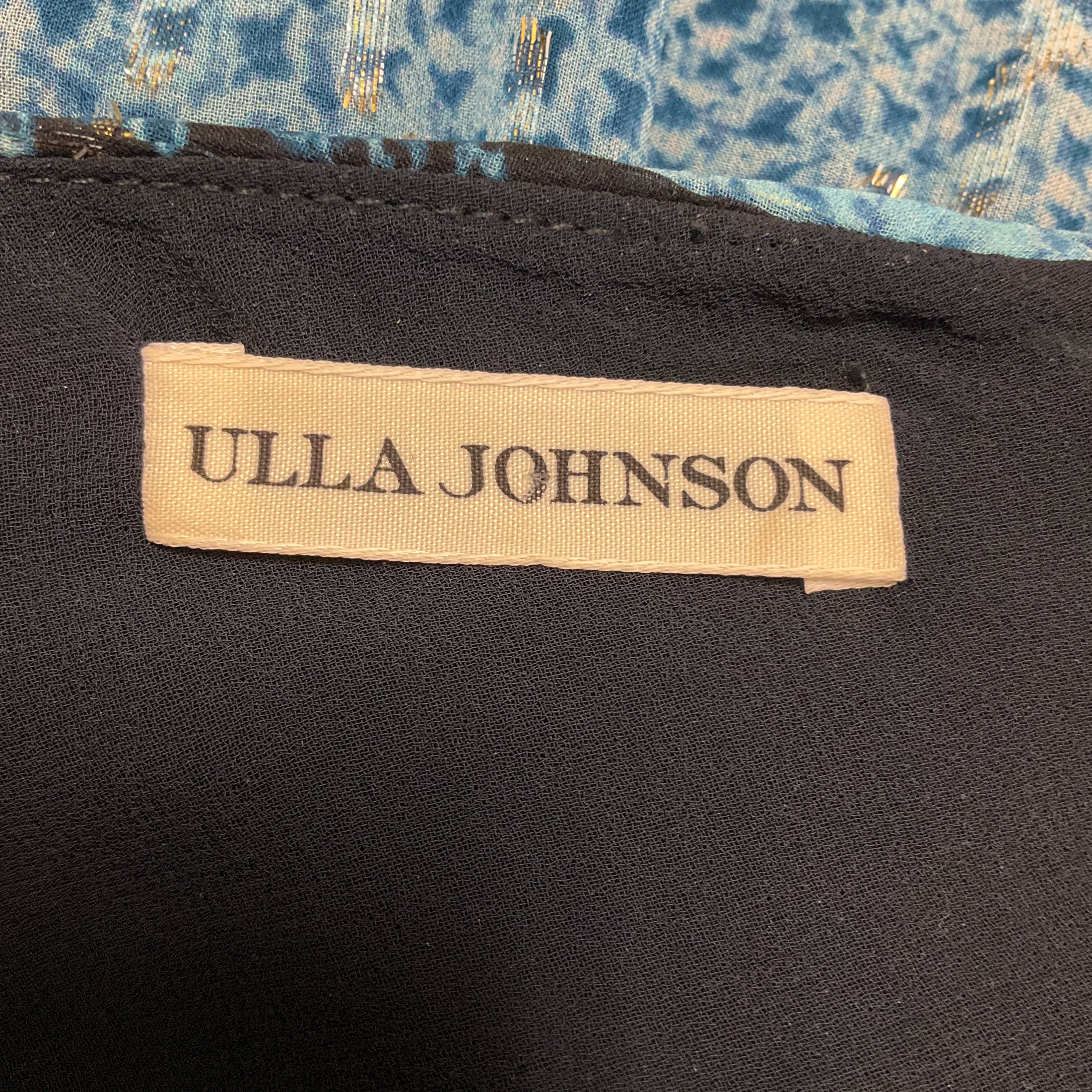 Ulla Johnson Light Blue Metallic Shimmer Twist Front Silk Maxi Dress