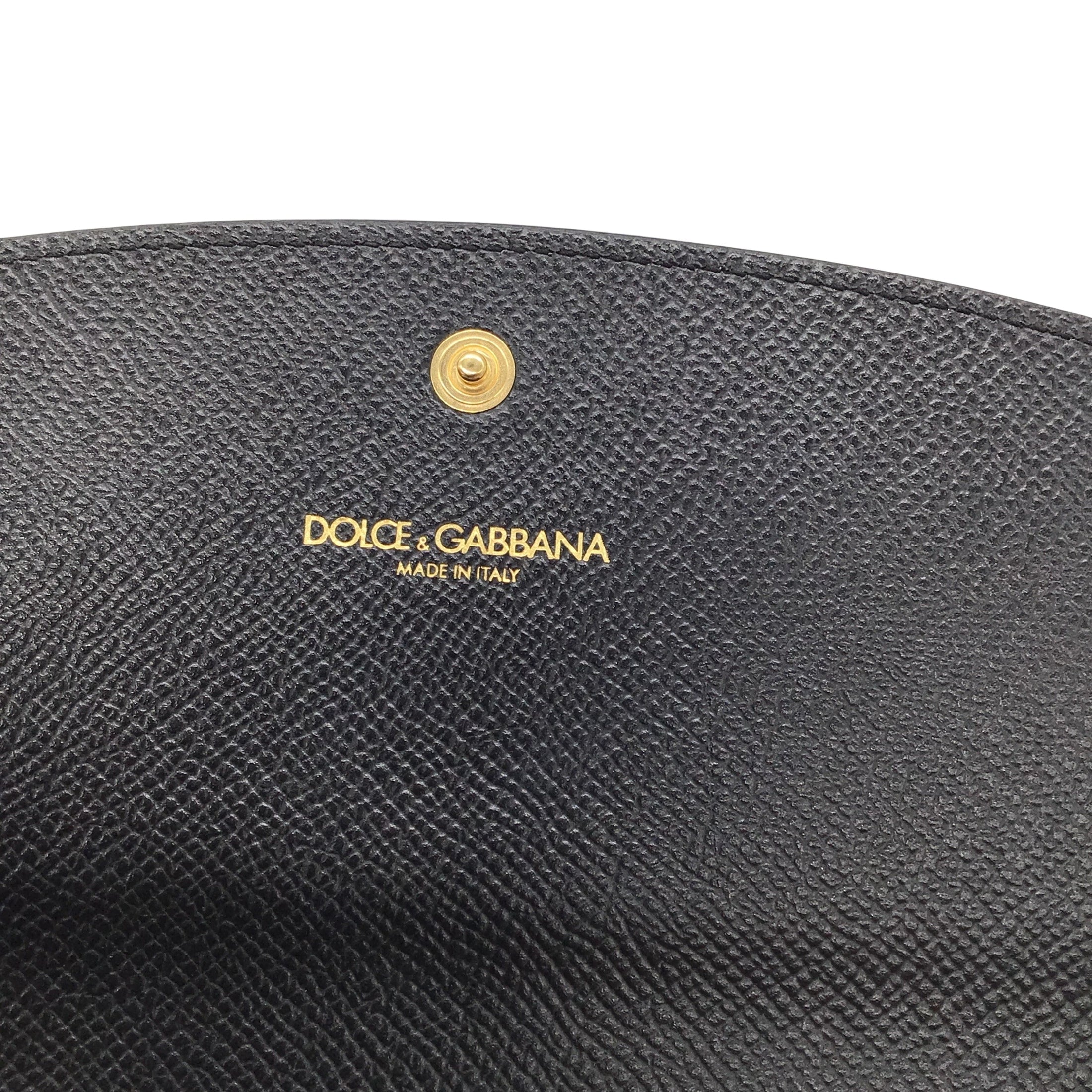 Dolce & Gabbana Dauphine Black Multi Embellished Floral Printed Calfskin Leather Clutch / Crossbody Bag