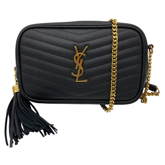 Saint Laurent Black Matelasse Chevron Quilted Calfskin Leather Mini Lou Camera Bag
