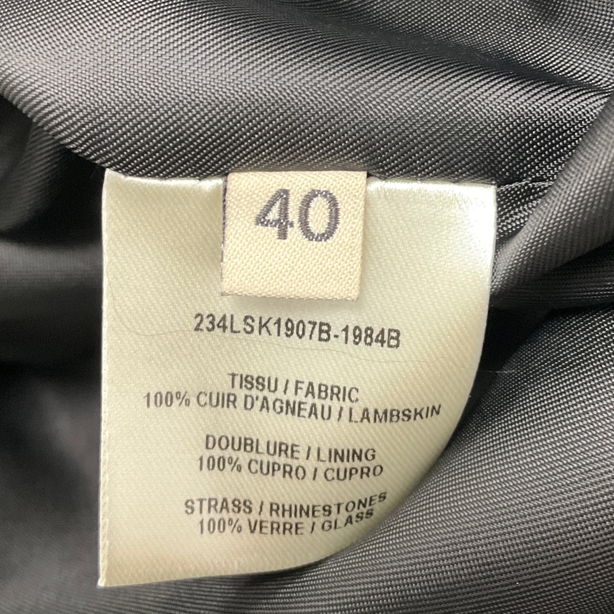 Alexandre Vauthier Black Crystal Embellished Lambskin Leather Skirt