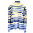 Load image into Gallery viewer, Prabal Gurung Blue / Ivory Striped Long Sleeved Wool and Cashmere Knit Turtleneck Sweater
