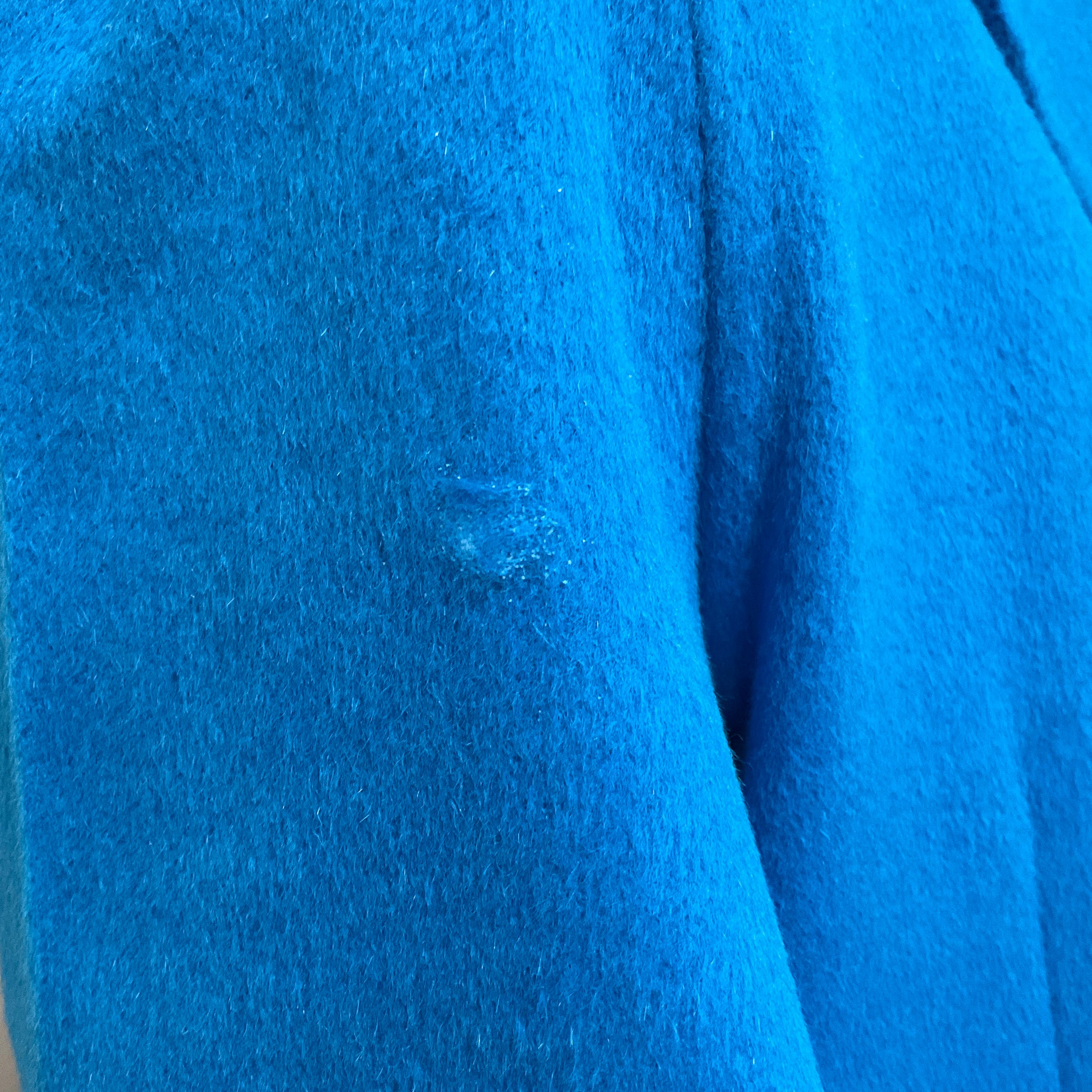 Christian Dior Blue Button Front Wool and Angora Coat
