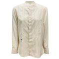 Load image into Gallery viewer, Christian Dior Ivory Pinstriped Bee Embroidered Silk Blouse
